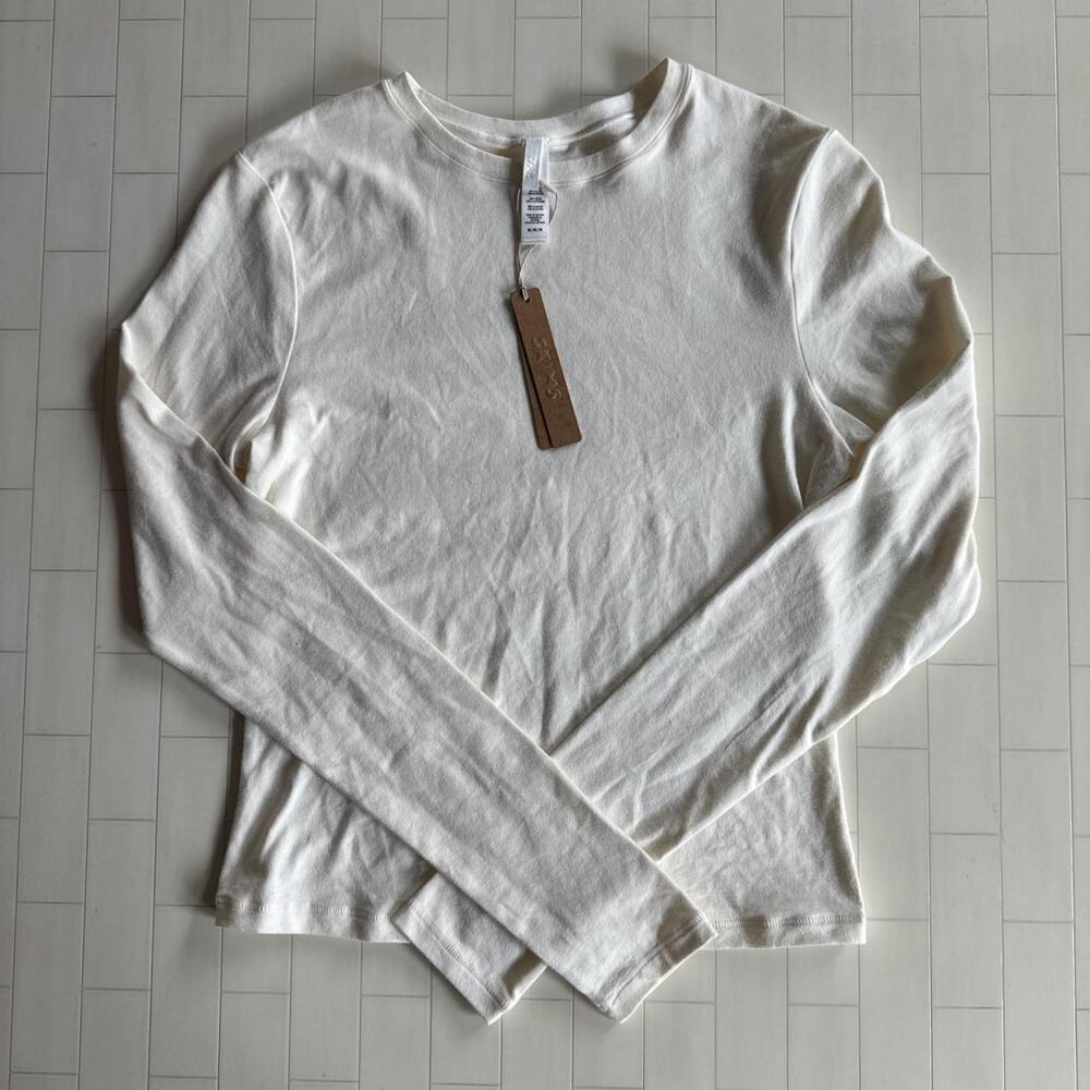 NWT SKIMS Cotton Jersey Long Sleeve T-Shirt - Marble M*